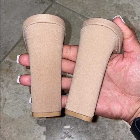 Tan Beige Nude Khaki Strappy Backless Open Toe Open Back Heels Mules - Picture 4 of 5